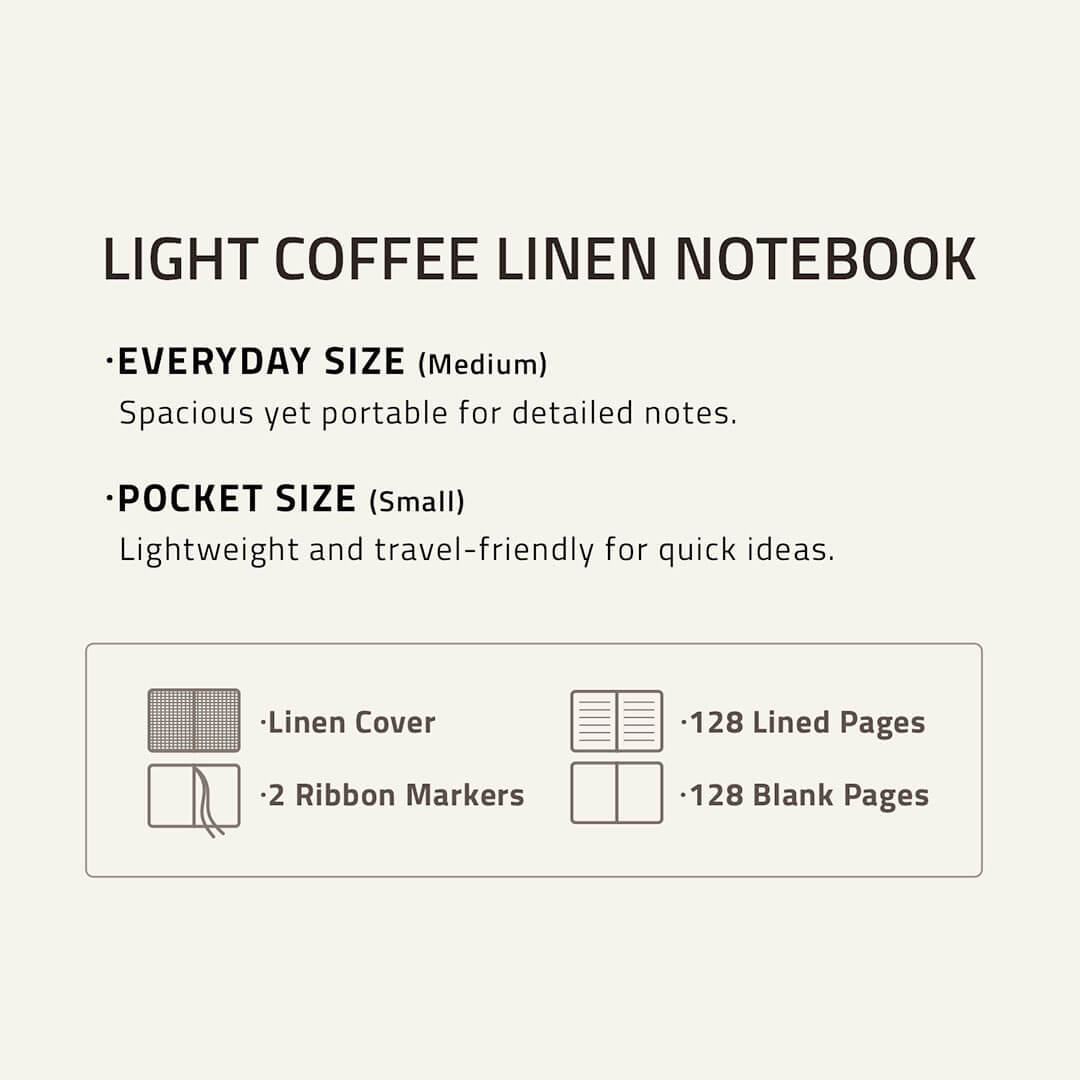 Linen Notebook A5 / A6_Light Coffee