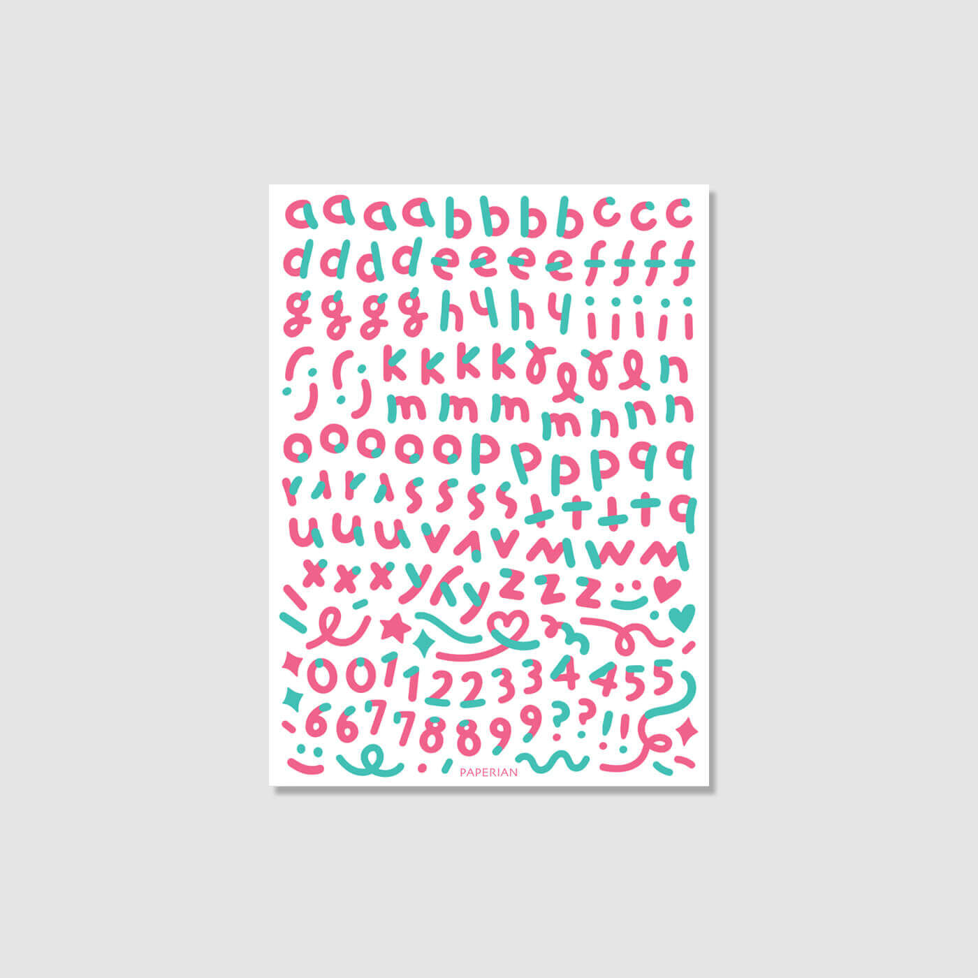 Color Combo Alphabets & Numbers Sticker