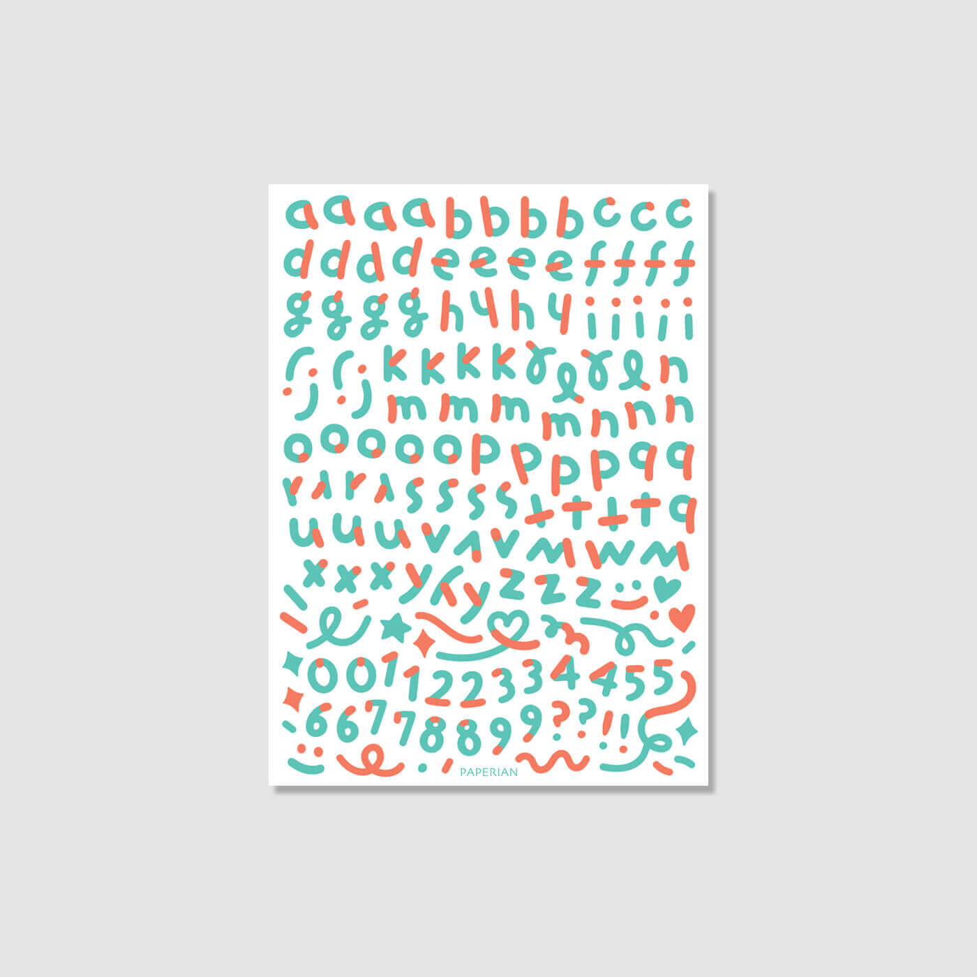Color Combo Alphabets & Numbers Sticker