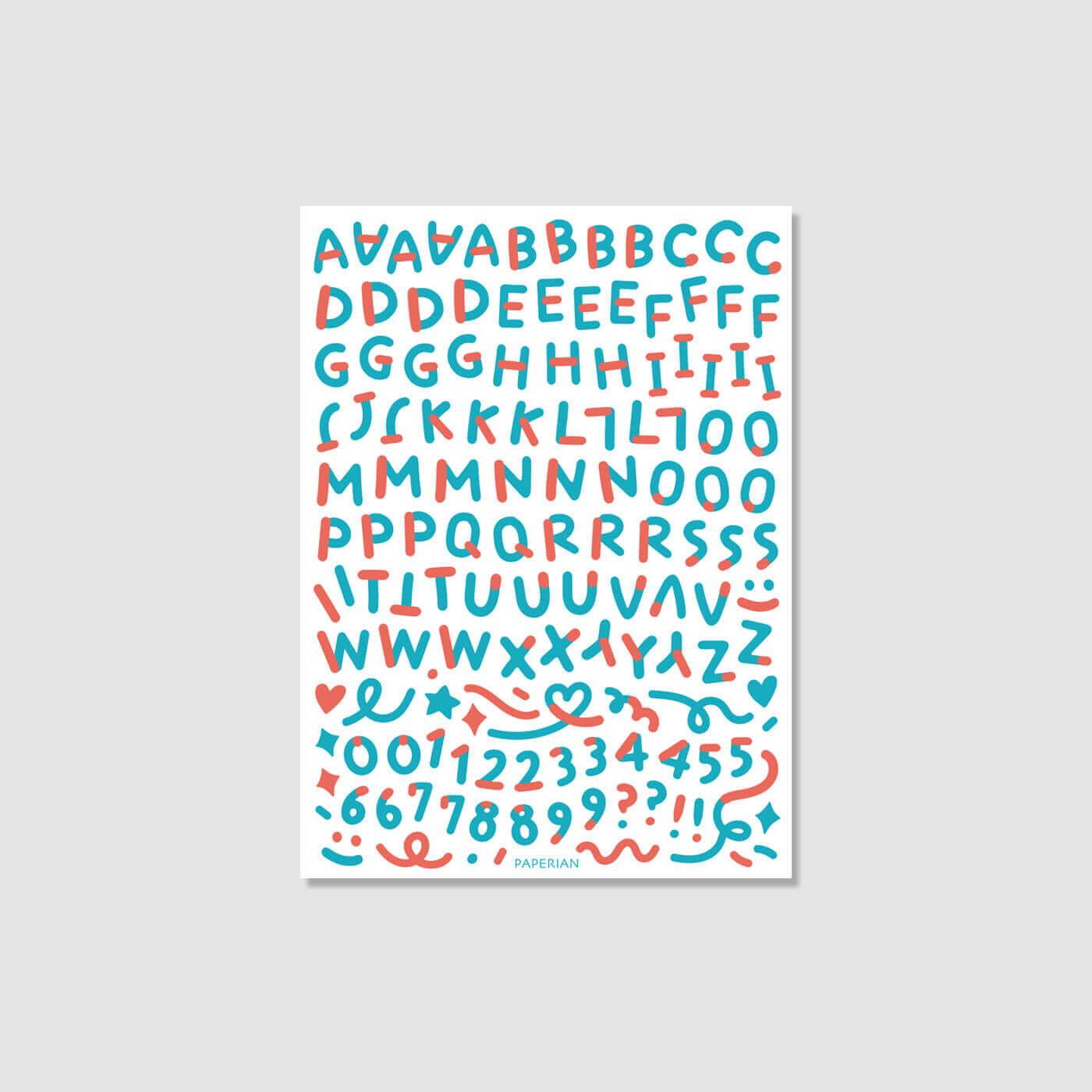 Color Combo Alphabets & Numbers Sticker