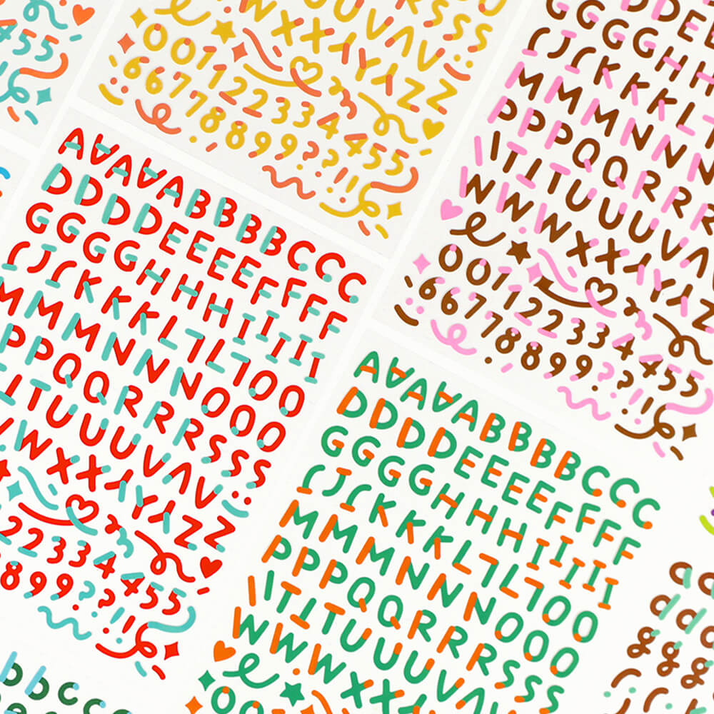 Color Combo Alphabets & Numbers Sticker