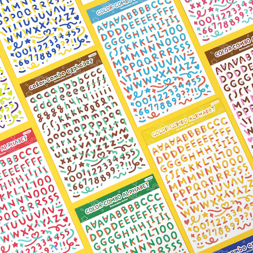 Color Combo Alphabets & Numbers Sticker