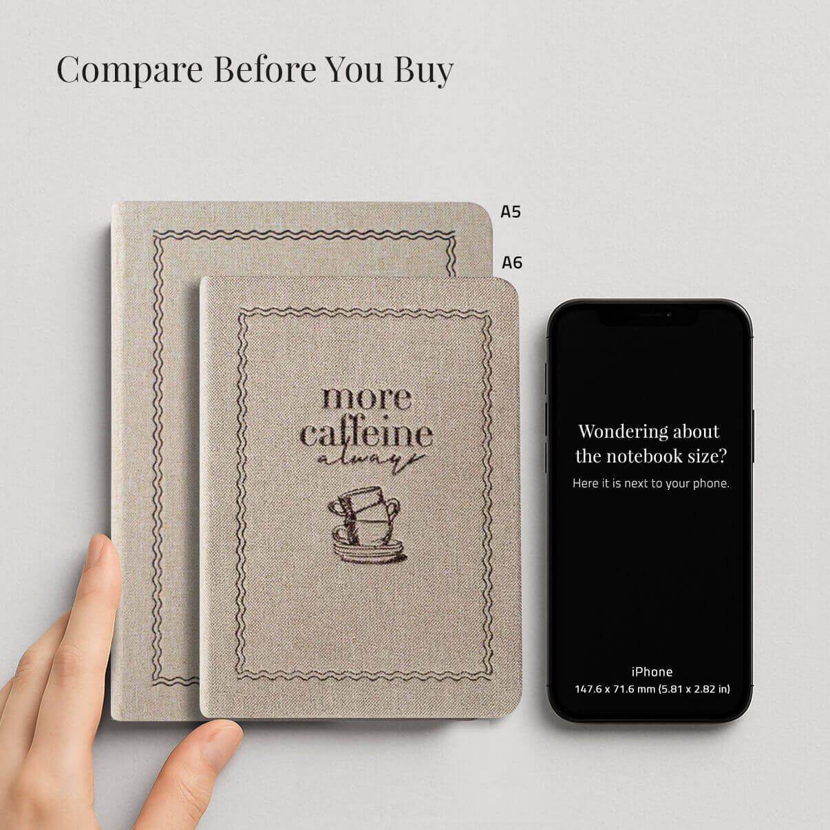 Linen Notebook A5 / A6_Light Coffee