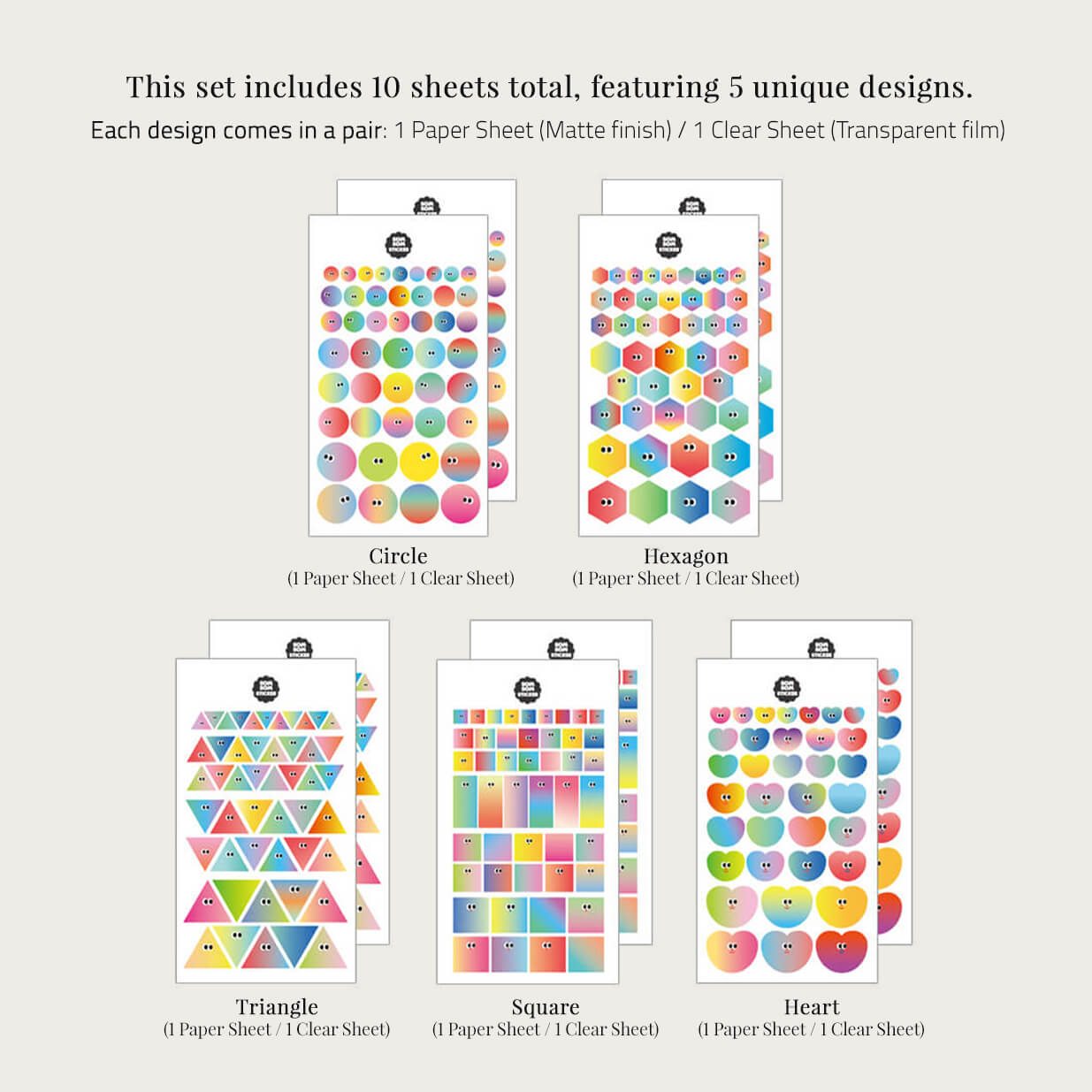 Somsom Gradient Sticker Set (10 Sheets)