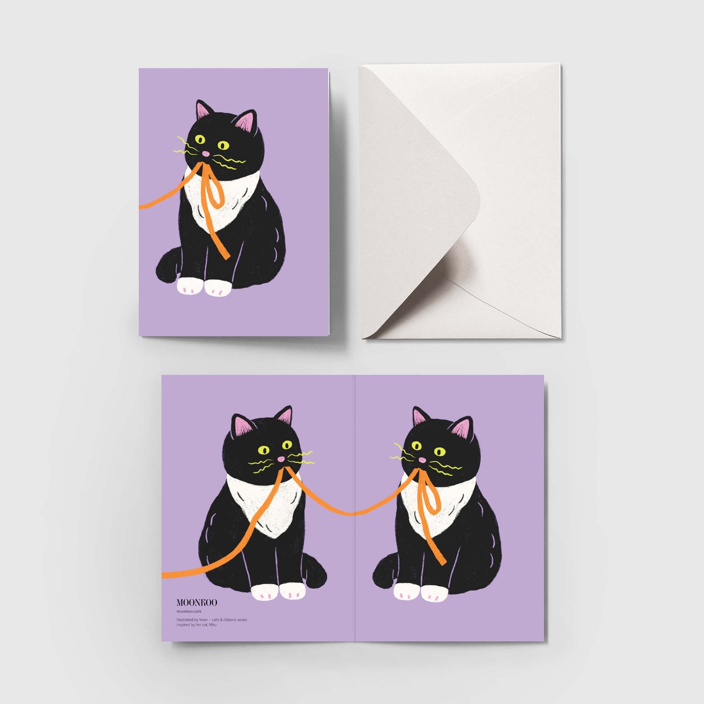 Cats and Ribbons Greeting Card_OR