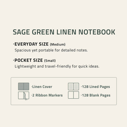 Linen Notebook A5 / A6_Sage Green