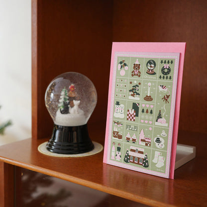 Weaving Postcard Art Object_Christmas Stamps