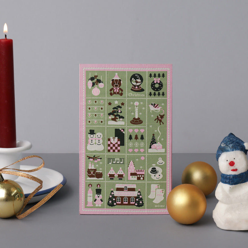 Weaving Postcard Art Object_Christmas Stamps