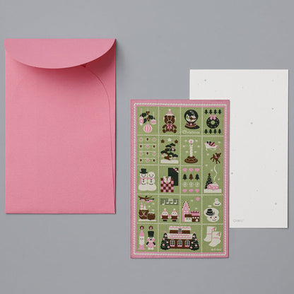 Weaving Postcard Art Object_Christmas Stamps