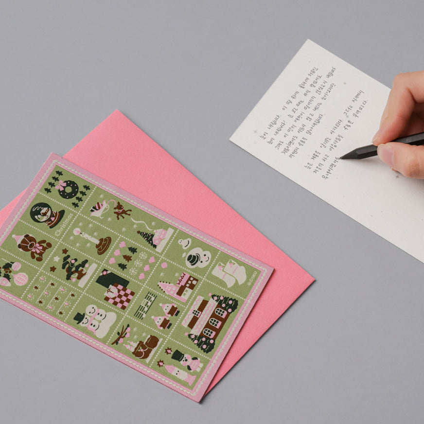 Weaving Postcard Art Object_Christmas Stamps