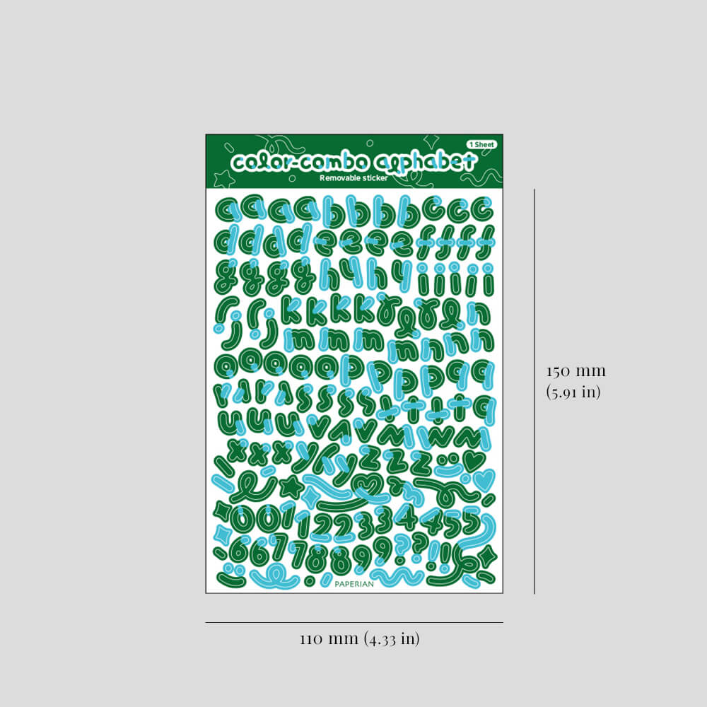 Color Combo Alphabets & Numbers Sticker