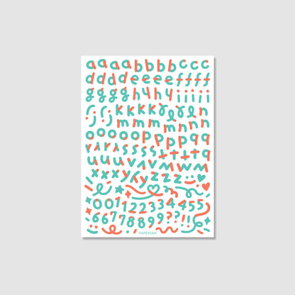 Color Combo Alphabets & Numbers Sticker