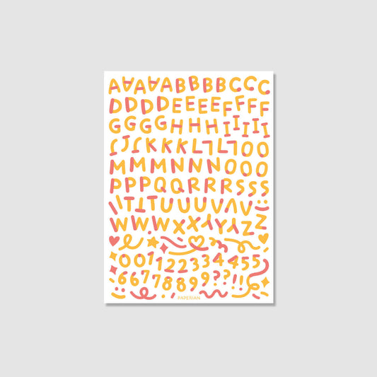 Color Combo Alphabets & Numbers Sticker