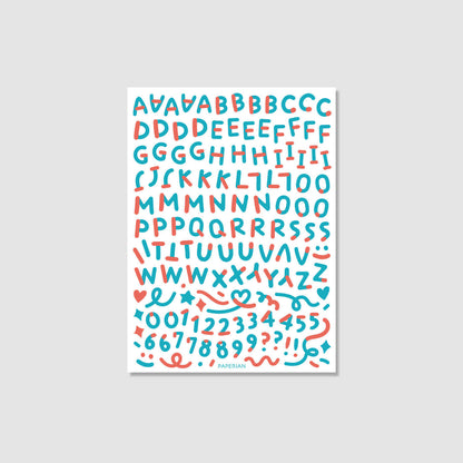 Color Combo Alphabets & Numbers Sticker