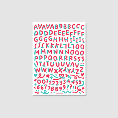 Color Combo Alphabets & Numbers Sticker