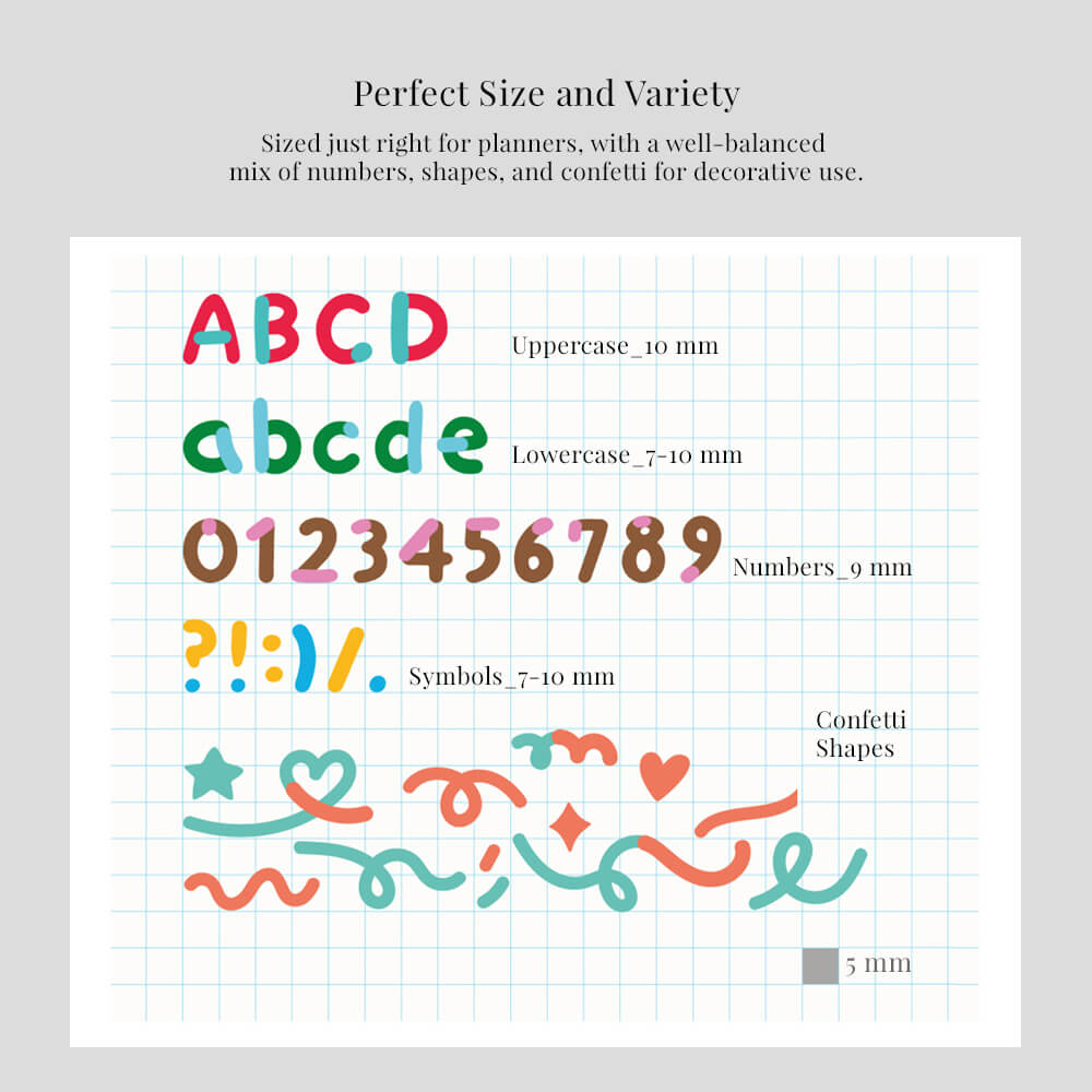 Color Combo Alphabets & Numbers Sticker