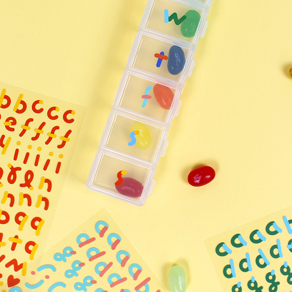 Color Combo Alphabets & Numbers Sticker
