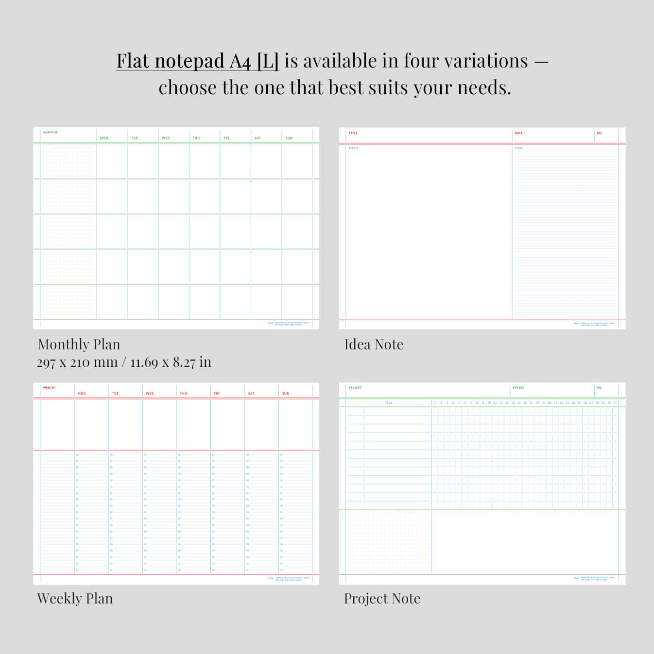 Flat Notepad A4 [L]