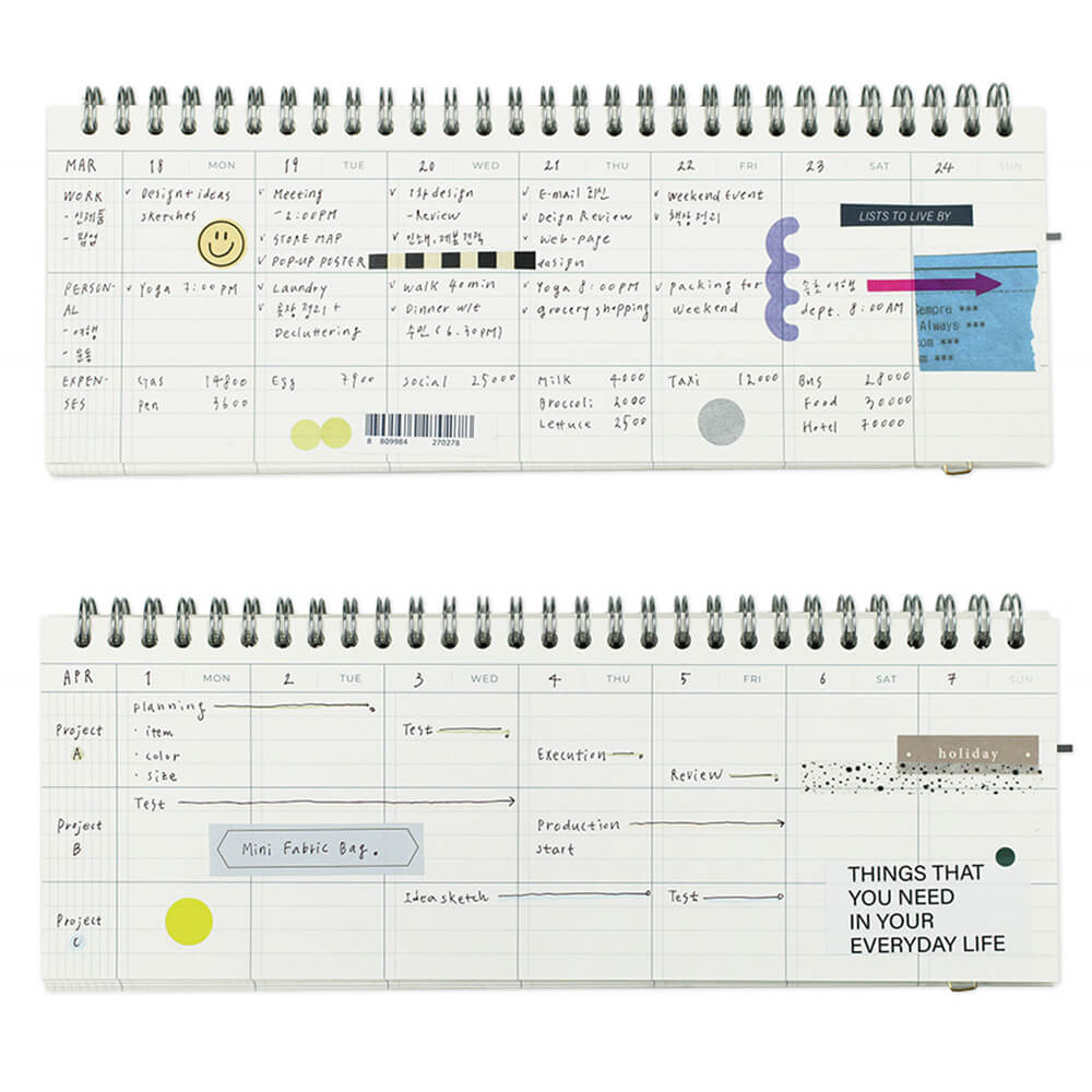 Lists to Live By 3-Row Weekly Scheduler_Pear