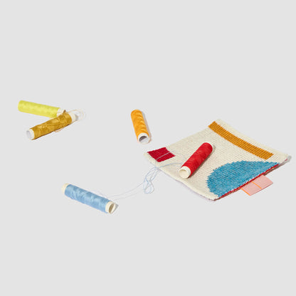 Wool Coaster Patchwork_Red Sky Blue