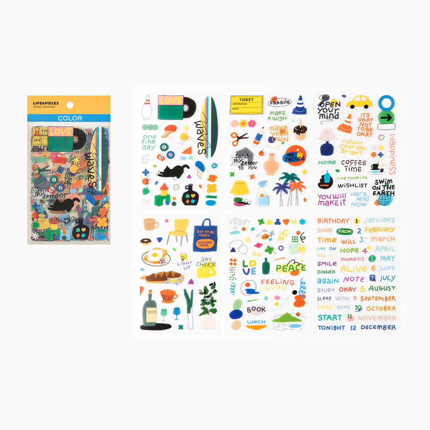LIFE & PEACES Transparent Sticker Set