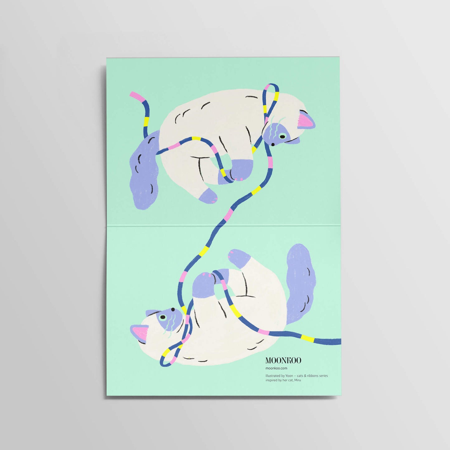 Cats and Ribbons Greeting Card_3CR