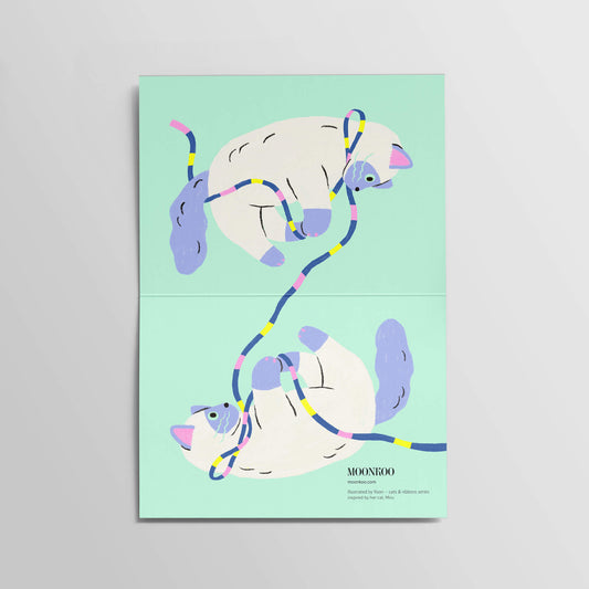 Cats and Ribbons Greeting Card_3CR