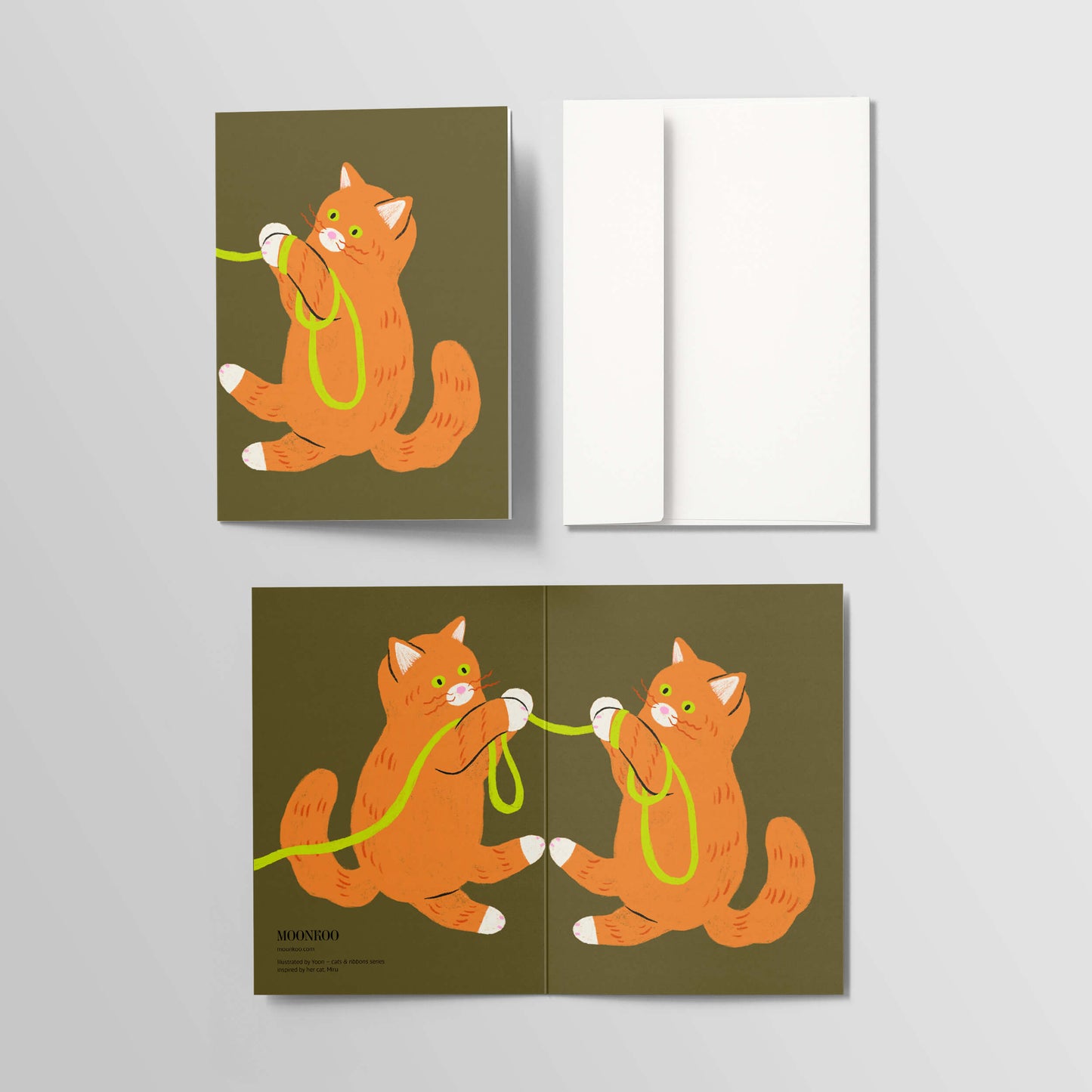 Cats and Ribbons Greeting Card_NR