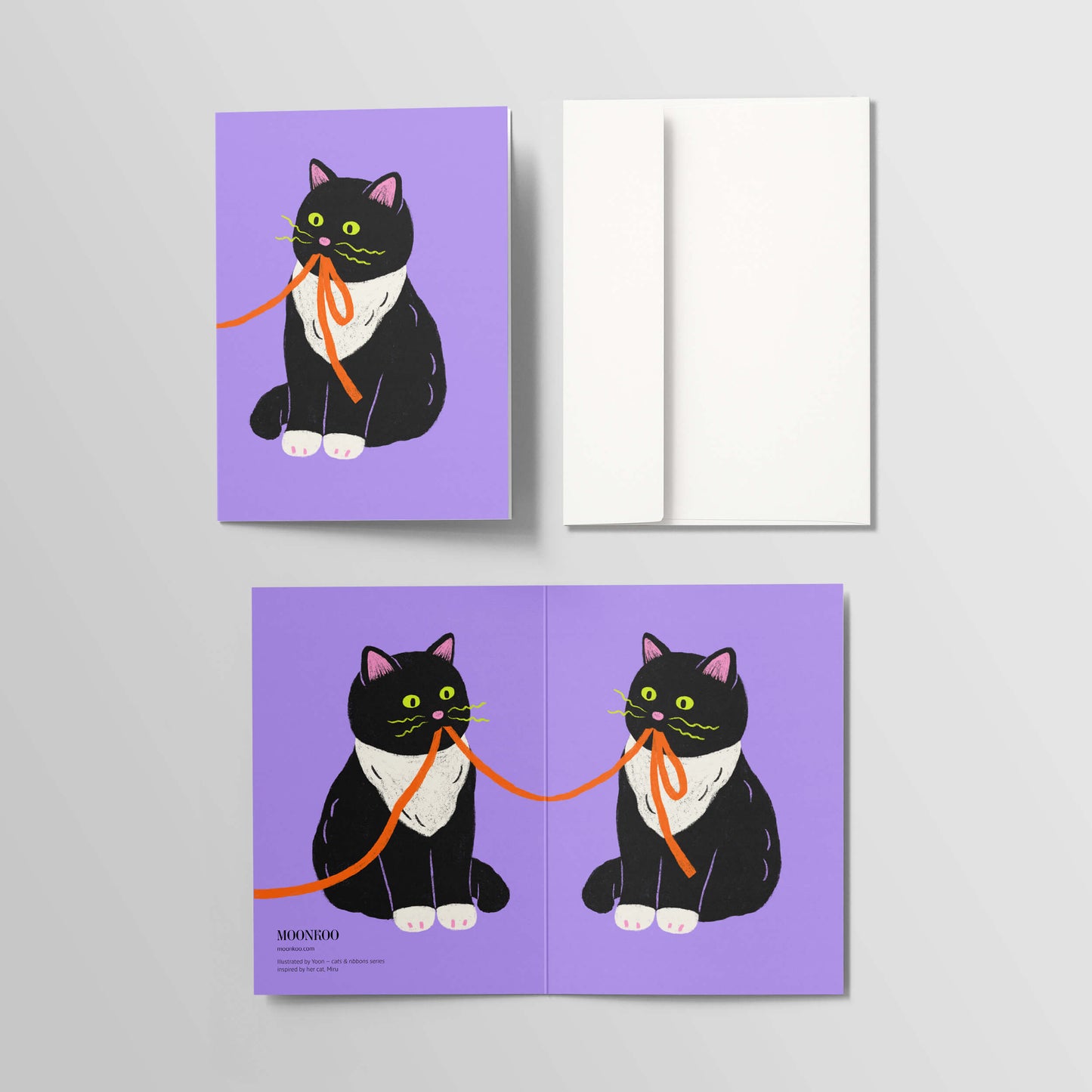 Cats and Ribbons Greeting Card_OR