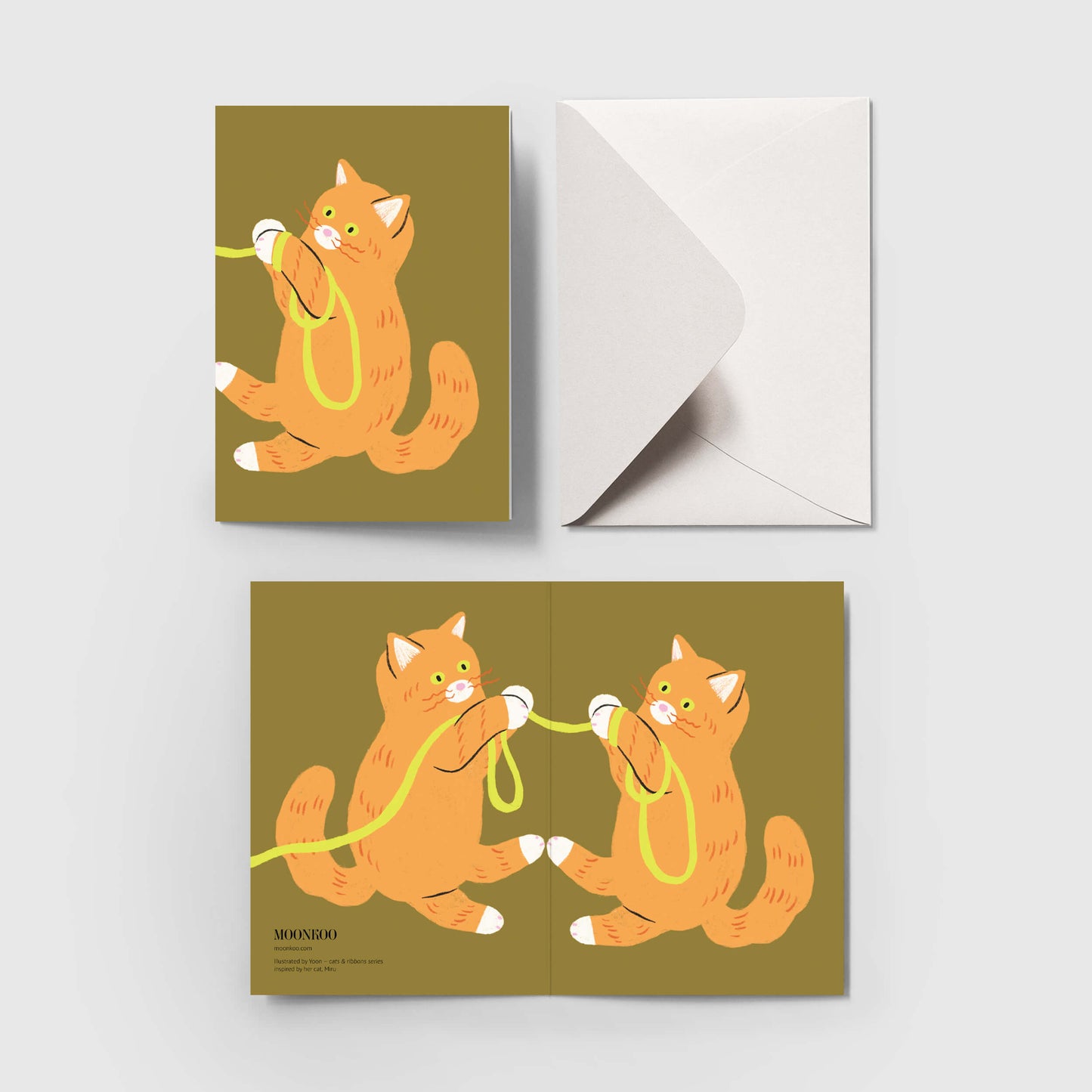 Cats and Ribbons Greeting Card_NR
