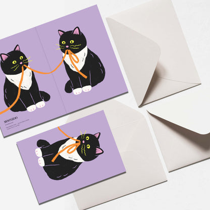Cats and Ribbons Greeting Card_OR