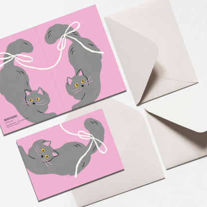 Cats and Ribbons Greeting Card_WR